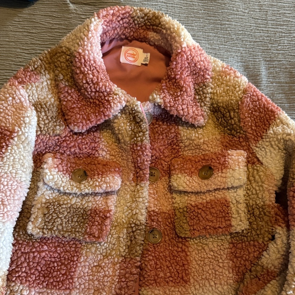 Wonder Nation Pink and Cream Sherpa Jacket